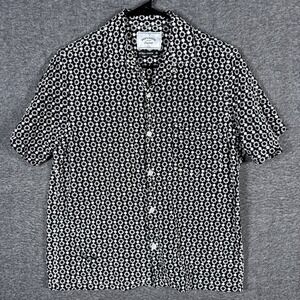 Portuguese Flannel Shirt Mens Medium Black Folclore 3 Floral Camp Vacation